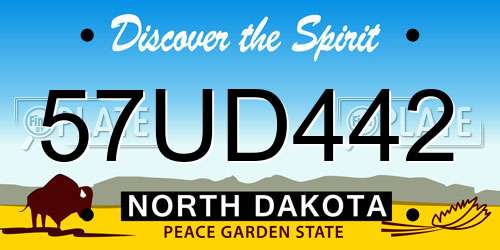 57UD442 North Dakota License Plate