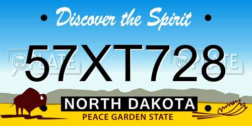 57XT728 North Dakota License Plate