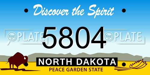 5804 North Dakota License Plate
