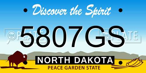 5807GS North Dakota License Plate