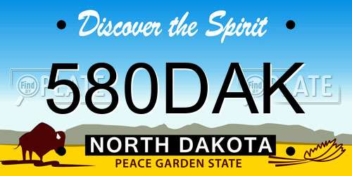 580DAK North Dakota License Plate