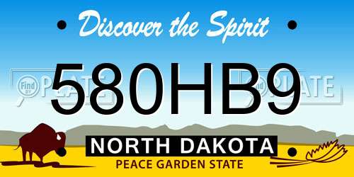 580HB9 North Dakota License Plate