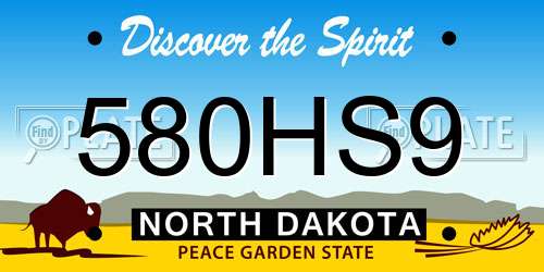 580HS9 North Dakota License Plate