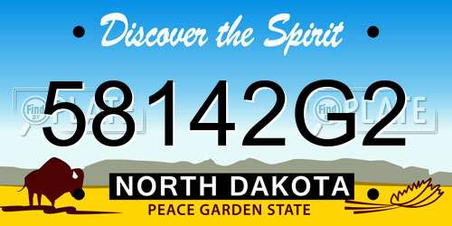 58142G2 North Dakota License Plate