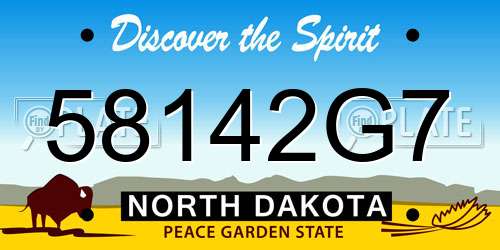 58142G7 North Dakota License Plate