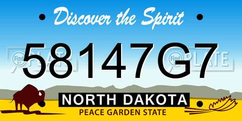 58147G7 North Dakota License Plate
