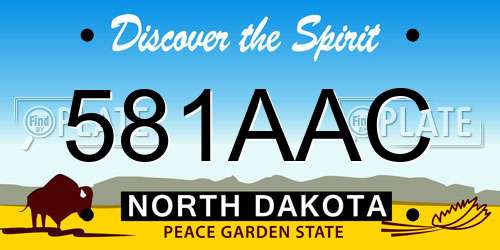 581AAC North Dakota License Plate