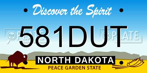 581DUT North Dakota License Plate