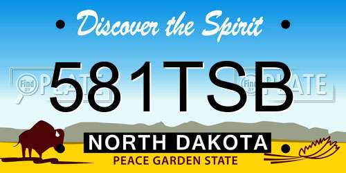 581TSB North Dakota License Plate