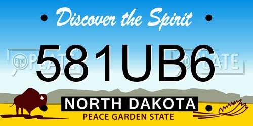 581UB6 North Dakota License Plate