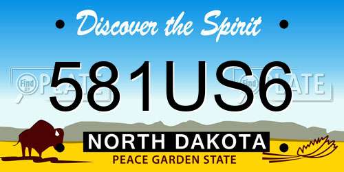581US6 North Dakota License Plate