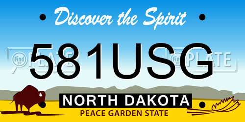 581USG North Dakota License Plate