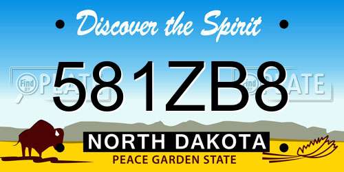 581ZB8 North Dakota License Plate