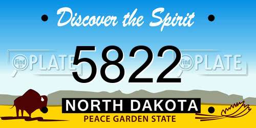 5822 North Dakota License Plate
