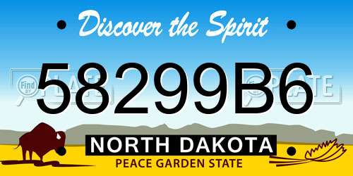 58299B6 North Dakota License Plate
