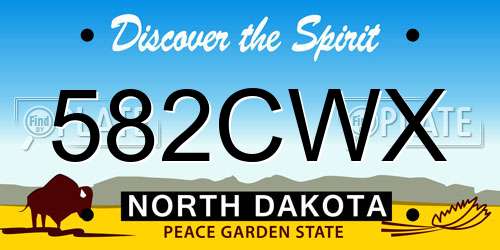 582CWX North Dakota License Plate