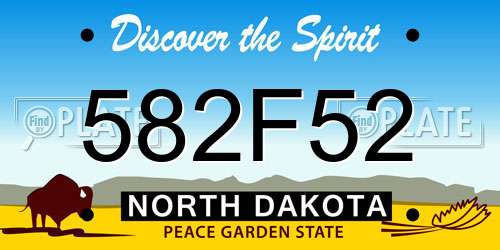 582F52 North Dakota License Plate