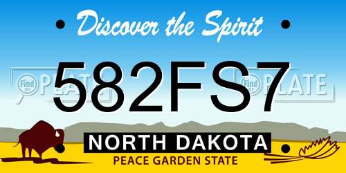582FS7 North Dakota License Plate