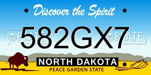 582GX7 North Dakota License Plate