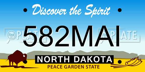 582MAI North Dakota License Plate