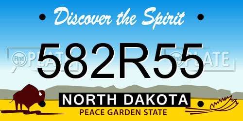 582R55 North Dakota License Plate