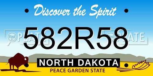 582R58 North Dakota License Plate