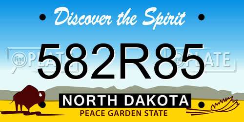 582R85 North Dakota License Plate
