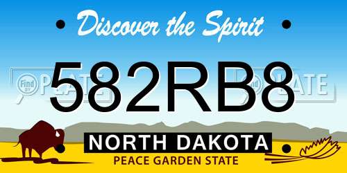 582RB8 North Dakota License Plate