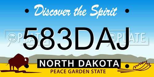583DAJ North Dakota License Plate