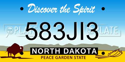 583JI3 North Dakota License Plate