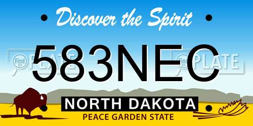583NEC North Dakota License Plate