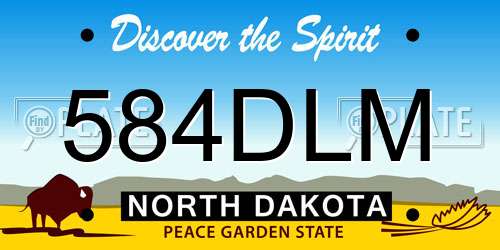 584DLM North Dakota License Plate