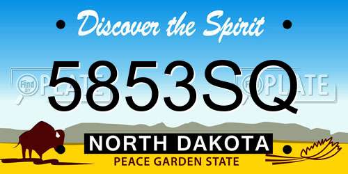 5853SQ North Dakota License Plate