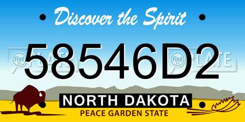 58546D2 North Dakota License Plate