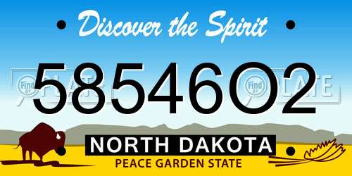 58546O2 North Dakota License Plate