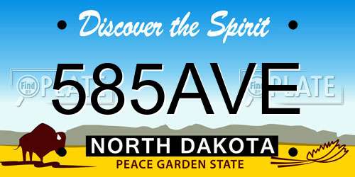 585AVE North Dakota License Plate