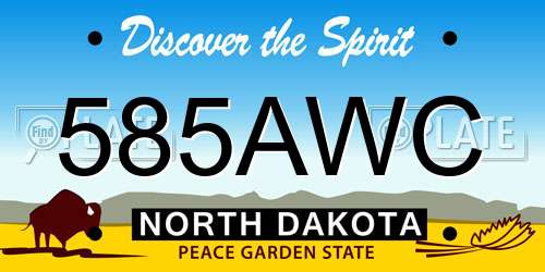 585AWC North Dakota License Plate