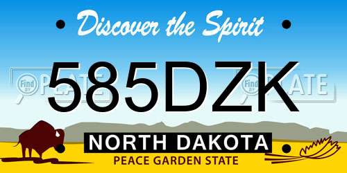 585DZK North Dakota License Plate