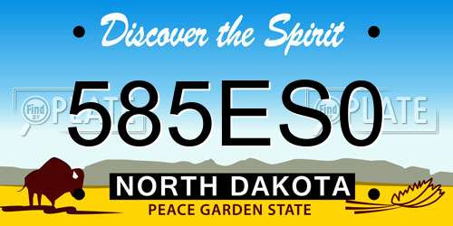 585ES0 North Dakota License Plate