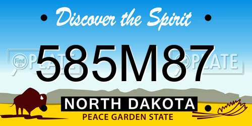 585M87 North Dakota License Plate