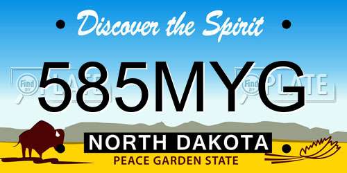 585MYG North Dakota License Plate