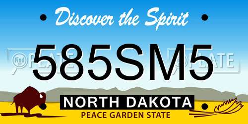 585SM5 North Dakota License Plate