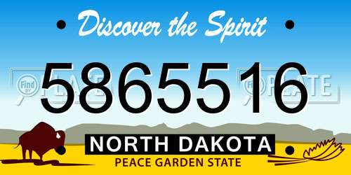 5865516 North Dakota License Plate