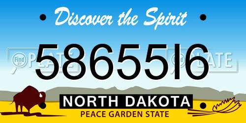 58655I6 North Dakota License Plate