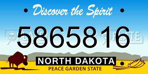 5865816 North Dakota License Plate