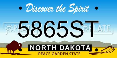 5865ST North Dakota License Plate