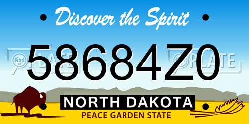 58684Z0 North Dakota License Plate