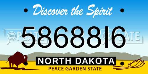 58688I6 North Dakota License Plate