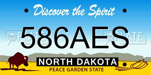 586AES North Dakota License Plate