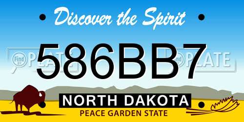 586BB7 North Dakota License Plate